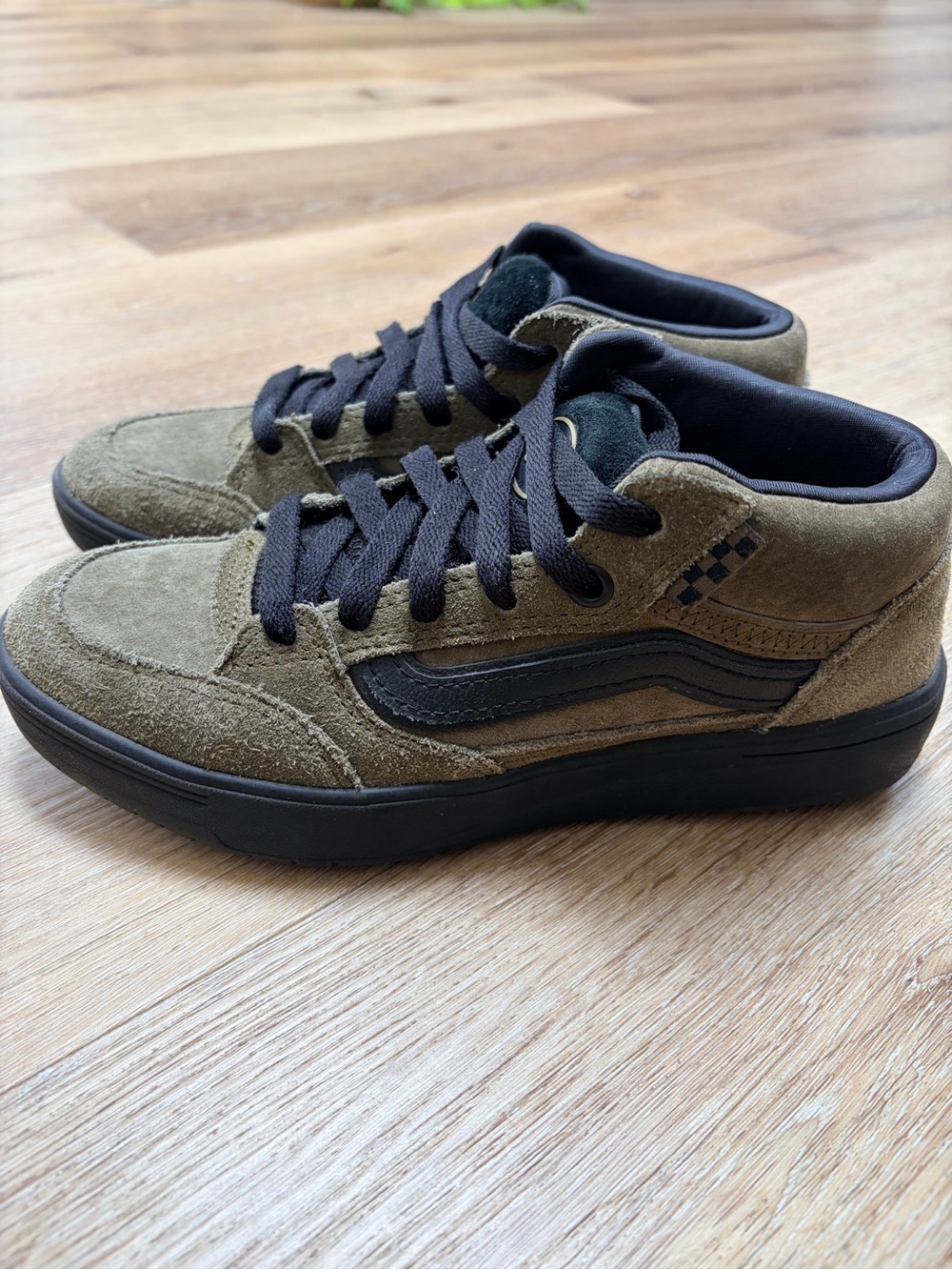 Vans Olive Green Suede Half Cab Sneakers with Black Accents